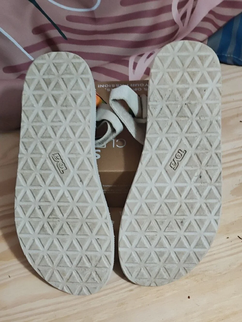 Polaroid Teva White Sandals with Rainbow Straps